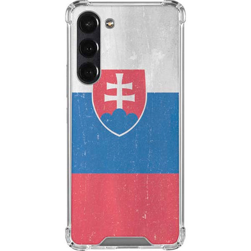 Slovakia Flag Distressed Galaxy S24 FE Clear Case